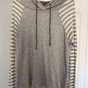 Pink Lily Gray Hoodie with Green Accents